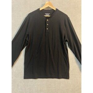 Saddlebred Comfort Flex Mens Small Black Long Sleeve Henley Shirt,